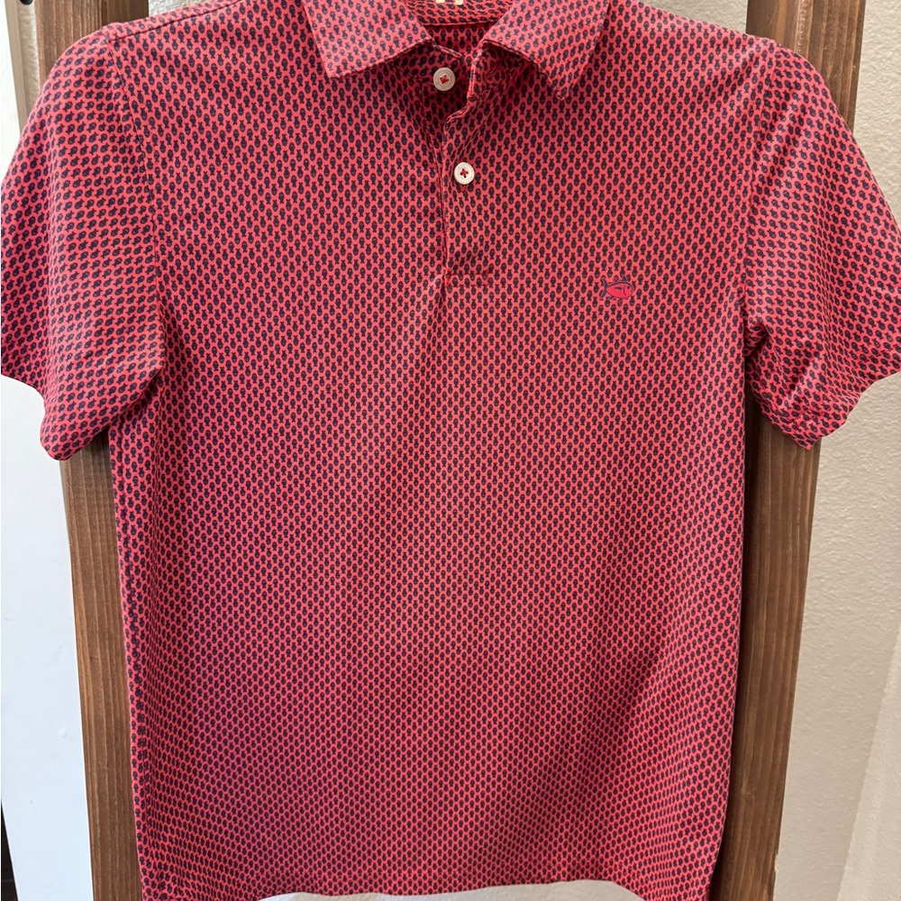 Southern Tides-youth boys Large Red Patterned Polo Shirt